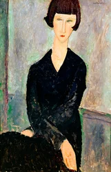 黒い服を着た女性（油）